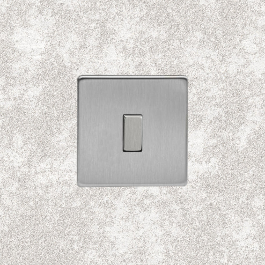 interrupteur bouton plat simple acier brossé