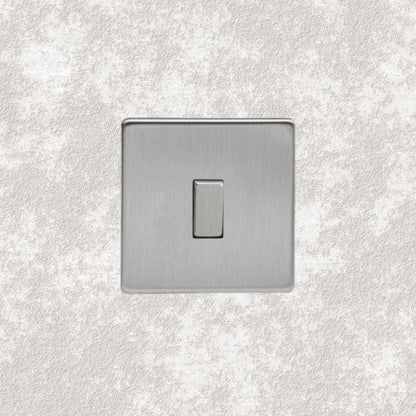 interrupteur bouton plat simple acier brossé