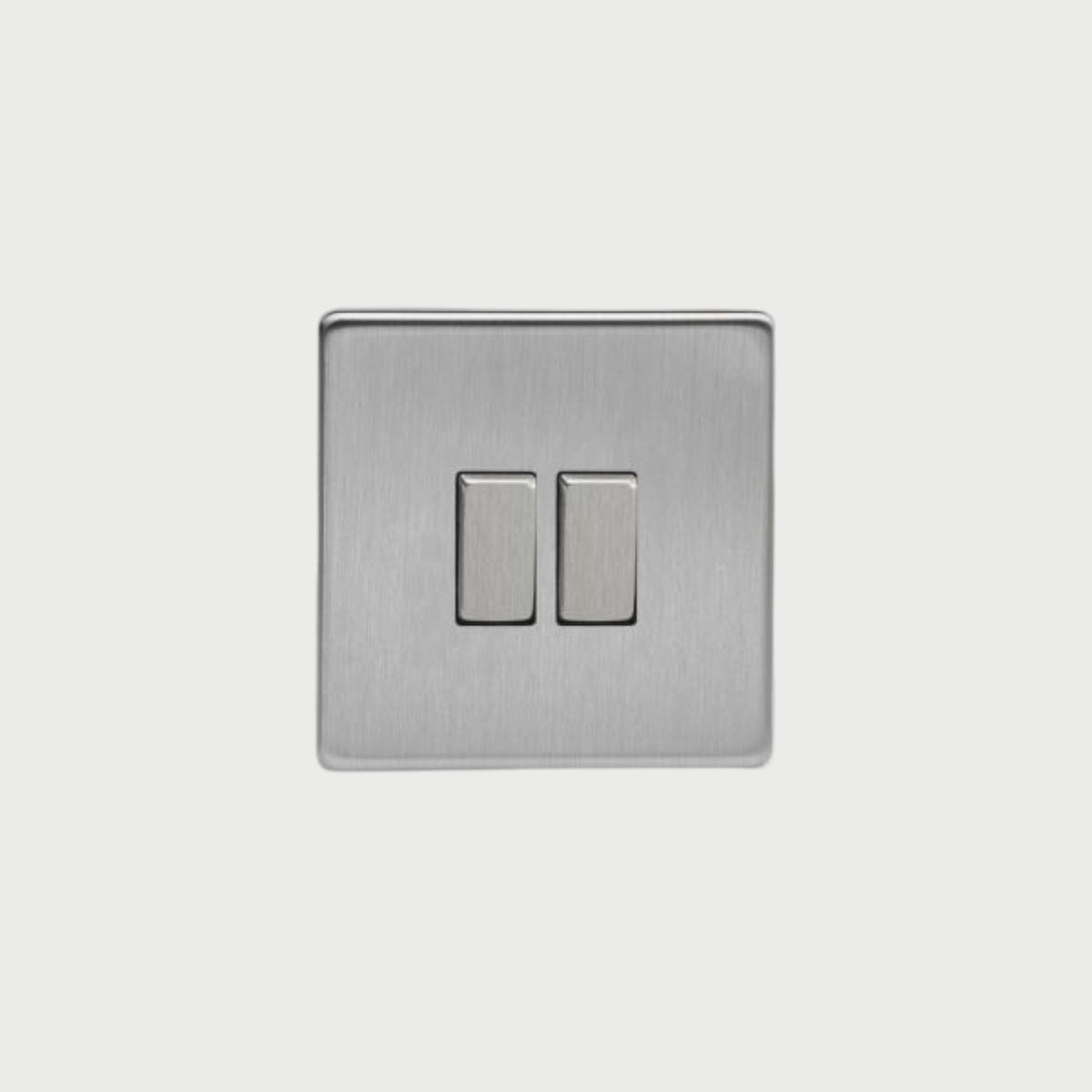 interrupteur bouton plat double acier brossé