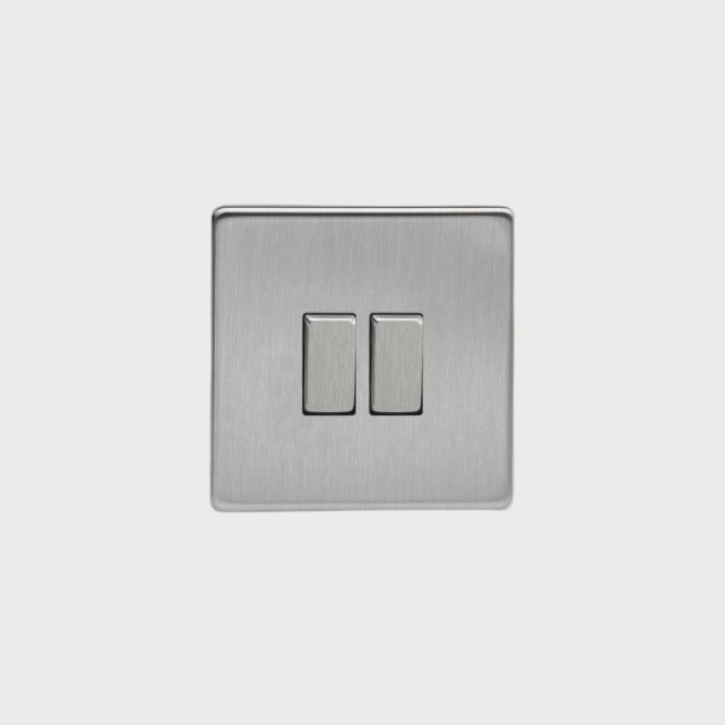 interrupteur bouton plat double acier brossé