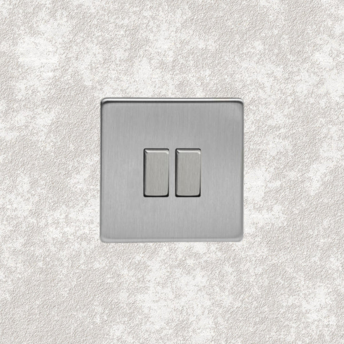 interrupteur bouton plat double acier brossé