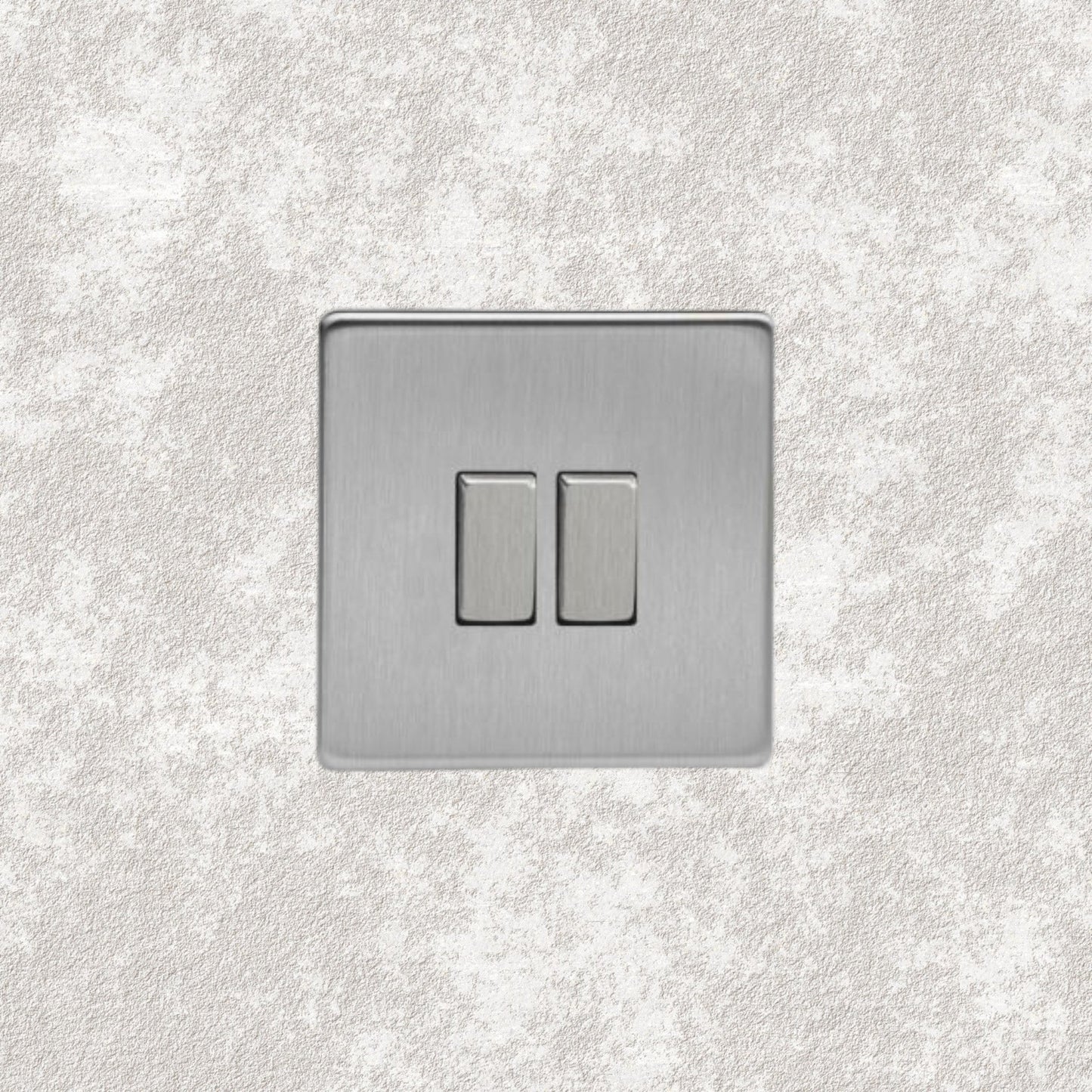 interrupteur bouton plat double acier brossé