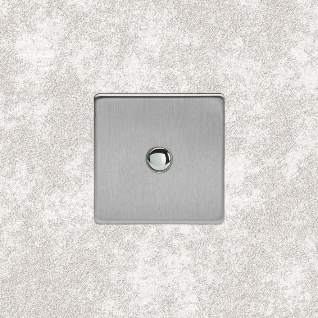 bouton poussoir simple acier brossé
