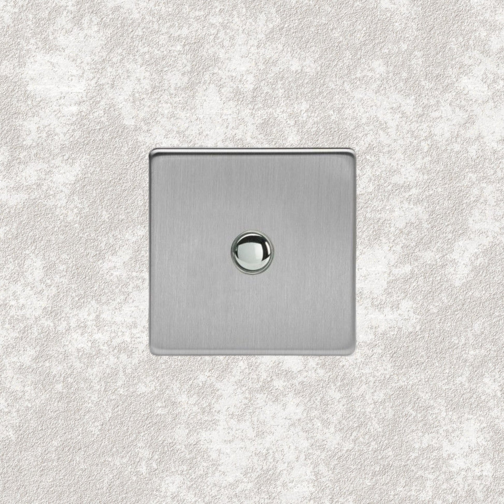bouton poussoir simple acier brossé