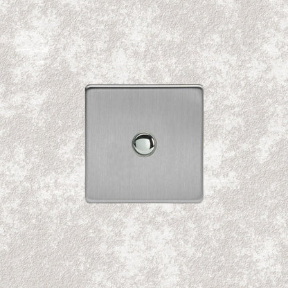 bouton poussoir simple acier brossé