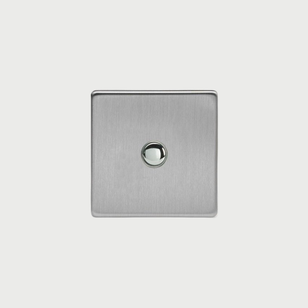 bouton poussoir simple acier brossé