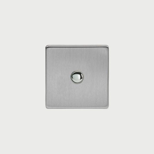 bouton poussoir simple acier brossé