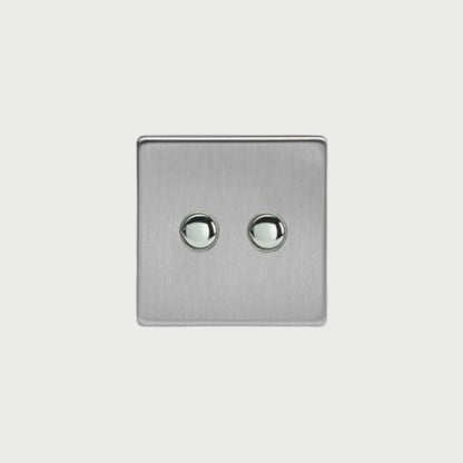 bouton poussoir double acier brossé