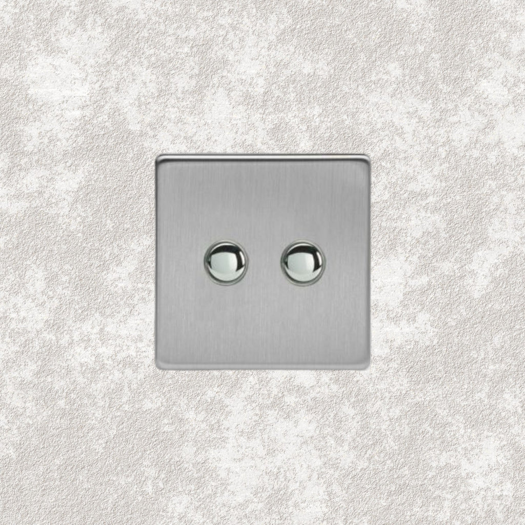 bouton poussoir double acier brossé