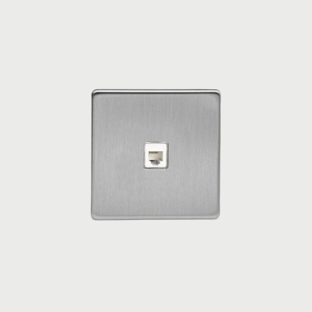 prise RJ45 simple acier brossé