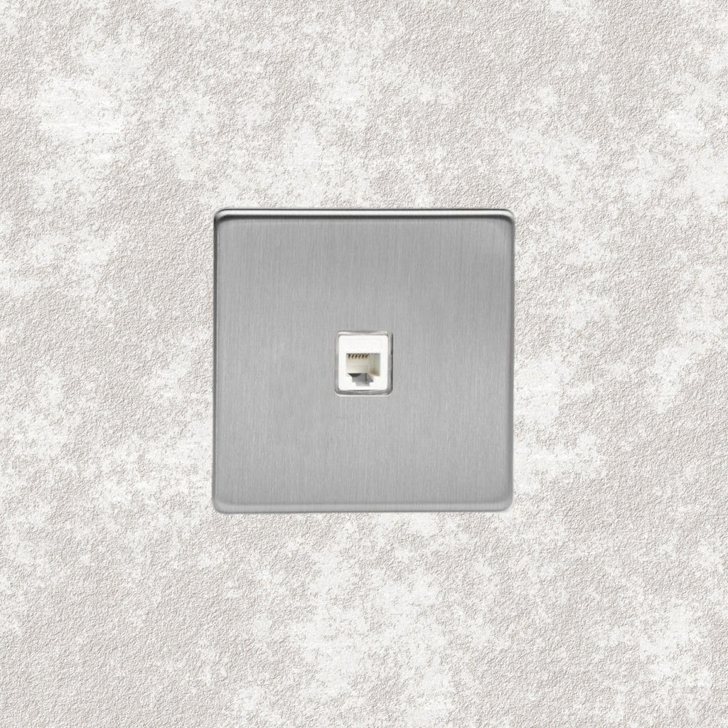 prise RJ45 simple acier brossé