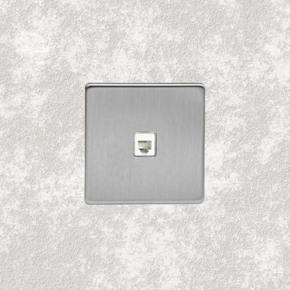 prise RJ45 simple acier brossé